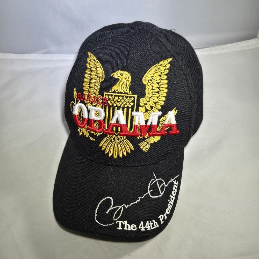 Obama The 44th President Black Embroidered Signature Adjustable Cap Rare